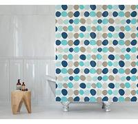 Tropik Home Extra long and wide fabric shower curtain, 240cm wide by 200cm drop with Geometric Design