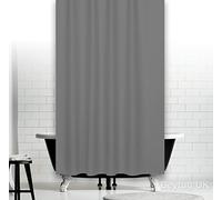 Tropik Home Extra Long Grey Fabric Shower Curtain Wide 180 x Long 200CM