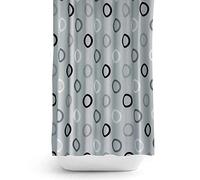 Tropik Home Grey Rings Fabric Shower Curtain Extra Long, Wide or Narrow Width in 5 Different Sizes (240 x 180CM)
