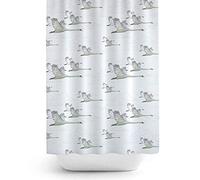 Tropik Home New Funky Bathroom Extra Long Fabric Shower Curtain With Swans, 240cm Wide x 200cm Drop