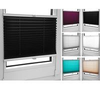 Tropik Home Pleated Blinds 18 Width Sizes, 6 Colours Easy Fit Install Plisse Conservatory Blinds, Black, 35cm Wide by 100cm Drop