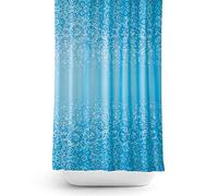 Tropik Home Quality Extra Long and Wide Fabric Shower Curtain - Blue Mosaic (240 x 200CM)