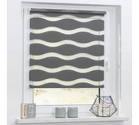 Tropik Home Wave 3D Titanium Grey Dual Zebra Window Roller Blinds, 16 Width Sizes, 150cm Drop (84cm Wide (33"))