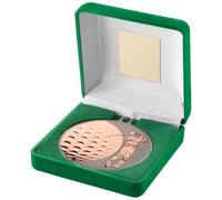TroShow 70mm Diameter Quality Golf Medal in Green Case Two Tone Matt Silver Medal with Bronze Golf Ball and Player Free Engraving LMV02BZ/MB03B-TD