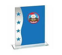 TroShow Christmas Quiz Blue Glass Trophy Award Bandit Award 165mm Free Engraving -RSR5-CL