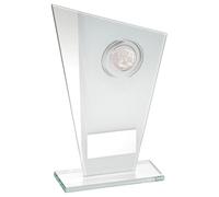 TroShow Glass Golf Trophy Award 165mm - 6.5 inches White and Silver Wedge Shaped Award Free Engraving TD749S-MC103S-TD