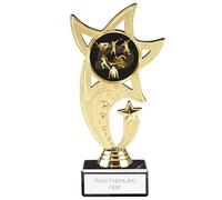 TroShow Gold Multi Athletics Rising Star Trophy Award with Black Marble Base 185mm Running Jumping Javelin Track and Field Free Engraving -TR24502A-CL