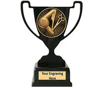 TroShow Hairdressing Barbers Black metal Cup Trophy Award 140mm Free Engraving-A