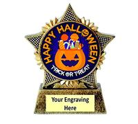 TroShow Happy Halloween Trophy Star 90mm Award Antique Gold Pumpkin Ghost Free Engraving - M