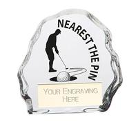 TroShow Mystique Nearest The Pin Golf Clear Glass Trophy Award 90mm Golf Award Free Engraving CR22252B-TRD