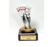 TroShow Poker Cards Trophy award with marbel base 90mm Free Engraving-ESP-CL