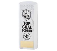 TroShow Tri Stars Heavyweight Top Goal Scorer Football Block Trophy Award White Weighted Plastic Award 178mm - 7 inches Free Engraving JR1-29FP25B - TD