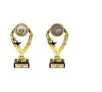 TroShow Twin Pack Longest Drive & Nearest the pin Gold Golf trophy award 185mm Free Nameplate Engraving -cll-specail offer