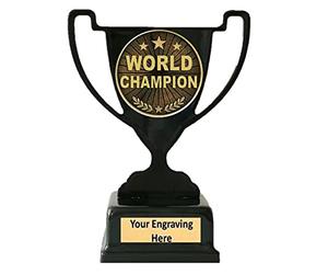 TroShow World Champion Black metal Cup Trophy Award 140mm Free Engraving-
