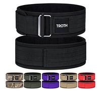 TROTH Weight Lifting Belt - Premium Self-Locking Back Support Belt for Women - Weightlifting Belt for Men - Gym belt for CrossFit, Powerlifting, Deadlift, Olympic Lifts and Squats (L, Black)