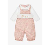Trotters Pink Capel/bunny Capel Bunny Smocked Stretch-cotton Dungarees Set 0-6 Months 3-6