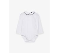 Trotters Trotters Milo Piped-Trim Stretch-Cotton Bodysuit 0-24 Months White / Navy 18-24 Months