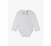 Trotters White Milo Guardsman-embroidered Stretch-cotton Babygrow 0-24 Months 3-6