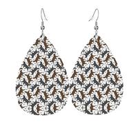 Trotting Flat Coated Retrievers Paw Leather Earrings For Women Dangle, Piercing Teardrop Earrings Lightweight Jewelry Gifts For Women Girls