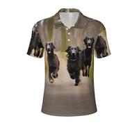 Trotting Flat Coated Retrievers Paw Men's Polo Shirt Performance Short Sleeve Golf Shirt for Casual Wear, Leisure Outings Black