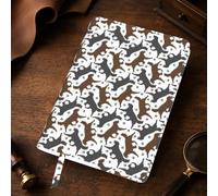 Trotting Flat Coated Retrievers Paw Print A5 Leather Journal Cover,Refillable Genuine Leather Journal Notebook Cover