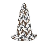 Trotting Flat Coated Retrievers Paw Print Hooded Cloak Teens Kids Adults Halloween Gothic Variety Carnival Cosplay Costume