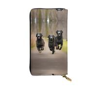 Trotting Flat Coated Retrievers Paw Print Leather Long Clutch Wallet â€“ Fashionable Personalized Wallet, Multiple Card Slots, Gift Ready, Black, One Size