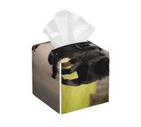 Trotting Flat Coated Retrievers Paw Print Leather Tissue Box Cover – Elegant Bathroom, Living Room, Table, Desk, Office, Car Organizer Holder