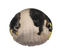 Trotting Flat Coated Retrievers Paw Print Shower Cap - Reusable Bath Hair Cap, Double Layer, Adjustable Elastic Strap, Durable Travel Essential