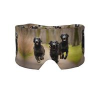 Trotting Flat Coated Retrievers Paw Print Sleep Eye and Ear Muffs Mask - Adjustable Yoga Travel Headband, Keep Warm Shading Comfortable Aid