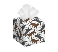 Trotting Flat Coated Retrievers Paw Print Tissue Box Cover, Leather Tissue Holder Decorative Tissue Box Holder For Kitchen, Bathroom