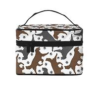 Trotting Flat Coated Retrievers Paw Travel Makeup Bag - Elegant and Spacious Cosmetic Organizer for On-The-Go