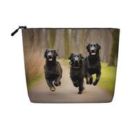 Trotting Flat Coated Retrievers Paw Versatile Travel Toiletry Bag Makeup Bag, Perfect for Daily Use and Business Trips