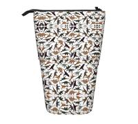 Trotting Flat Coated Retrievers Paw Vertical Retractable Pencil Case Storage Bag Daily Storage for School Office Makeup Bag