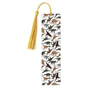 Trotting Flat Coated Retrievers Paw Wooden Bookmark Craft Hanging Tags Ornaments Rectangular Bookmarks with Holes and Ropes