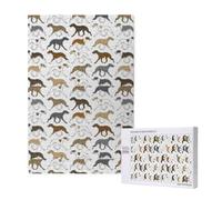 Trotting Whippet Border Pattern,1000 Pieces Adults Puzzle Game Challenging Puzzles,Jigsaw Puzzles