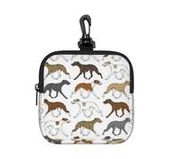 Trotting Whippet Border Pattern, Coin Purse Square Zipper Storage Bag, Change Pouch with Lobster Buckle Clasp Buckle, Change Purse