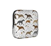 Trotting Whippet Border Pattern, Sanitary Pad Storage Bag, Pad Holder Bag with Zipper, Change Purse