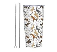 Trotting Whippets and Paw Prints 20 Oz Vacuum Travel Mug Insulated Water Bottles Stainless Steel Tumbler Coffee Cup with Lid