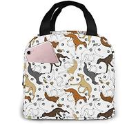 Trotting Whippets and Paw Prints Insulated Lunch Bag for Men Women Kids Insulated Lunch Box Portable Thermal Lunch Bag for Picnics Work Scho