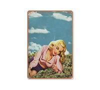 Trouble Ladies Weed Art, Weed Poster, Pin Up Girl, Trippy Wall Art, Tatto Art, Pin Up Art Retro Metal Tin Sign 8X12 Inches