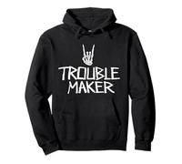 Troublemaker Skeleton Rock Hand Punk Rebel, Boys Girls Kids Pullover Hoodie