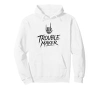 Troublemaker Skeleton Rock Hand Punk Rebel, Boys Girls Kids Pullover Hoodie