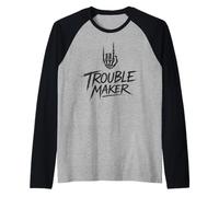 Troublemaker Skeleton Rock Hand Punk Rebel, Boys Girls Kids Raglan Baseball Tee