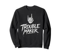 Troublemaker Skeleton Rock Hand Punk Rebel Boys Girls Kids Sweatshirt