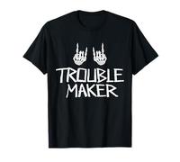 Troublemaker Skeleton Rock On Punk Rebel Boys Girls Kids T-Shirt