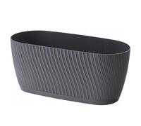 Trough Plant Pot Long Plastic Box Planter Succulent Garden Window Herb Flower Oval Textured Flowerpot (Anthracite)