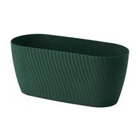 Trough Plant Pot Long Plastic Box Planter Succulent Garden Window Herb Flower Oval Textured Flowerpot (Moss green)