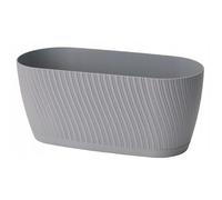 Trough Plant Pot Long Plastic Box Planter Succulent Garden Window Herb Flower Oval Textured Flowerpot (Platinum)