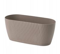 Trough Plant Pot Long Plastic Box Planter Succulent Garden Window Herb Flower Oval Textured Flowerpot (Taupe)